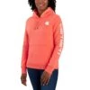 'Carhartt' Women's Clarksburg Logo Sleeve Graphic Hoodie - Electric Coral