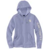 'Carhartt' Women's Clarksburg Logo Sleeve Graphic Hoodie - Soft Lavender Heather