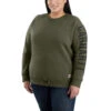 'Carhartt' Women's Midweight Logo Sleeve Crewneck Sweatshirt - Basil Heather