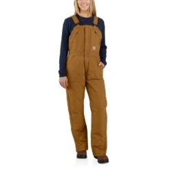 'Carhartt' Women's Loose Fit Duck Insulated Biberall - Carhartt Brown