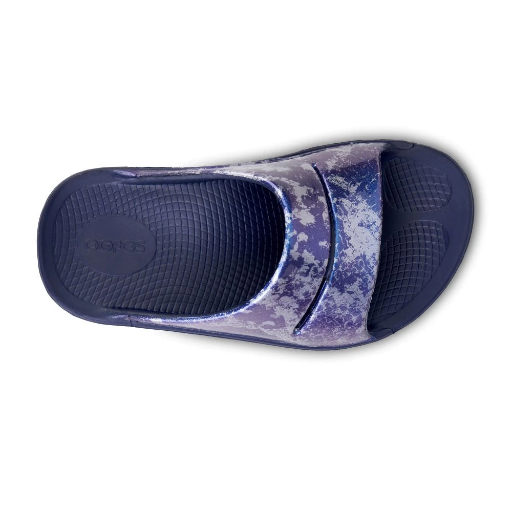 'OOFOS' Women's OOahh Slide Limited Edition - Navy / Silver / Silver Snake 2 'OOFOS' Women's OOahh Slide Limited Edition - Navy / Silver / Silver Snake - Image 2