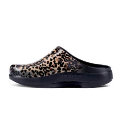 'OOFOS' Women's OOcloog Luxe Pixel Clog - Black / Black Leopard -Outdoor Clothing Shop 1203BLKLEOPRD shot4 1024x1024@2x