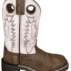 'Smoky Mountain' Youth Drifter Western Square Toe - Brown Distress / Antique White