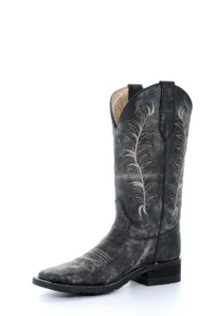 'Corral' Women's 12" Embroidered Western - Black / Sand -Outdoor Clothing Shop 5356 1 1024x1024@2x