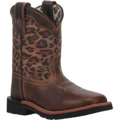 'Dan Post' Youth 9" Makucha Leopard Western Square Toe - Tan / Multi (Sizes 3Y-6Y) -Outdoor Clothing Shop DPC3951 1 1024x1024@2x