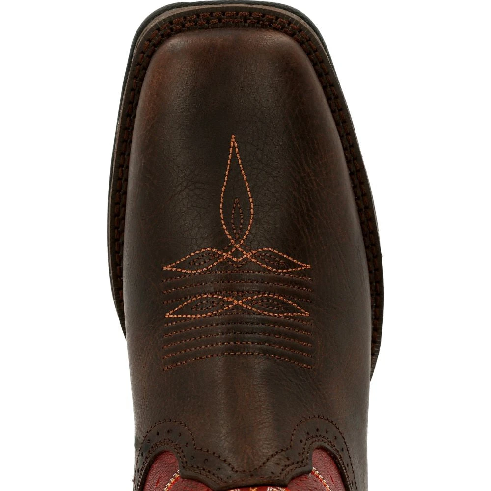 'Durango' Women's 11" LADY REBEL Square Toe - Dark Chestnut And Crimson 2 'Durango' Women's 11" LADY REBEL Square Toe - Dark Chestnut And Crimson - Image 2