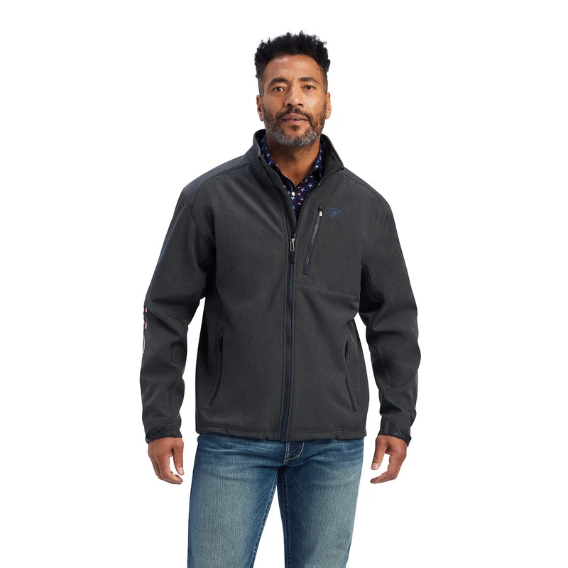'Ariat' Men's Logo 2.0 Patriot Softshell Water Resistant Jacket - Charcoal 4 'Ariat' Men's Logo 2.0 Patriot Softshell Water Resistant Jacket - Charcoal - Image 4