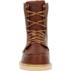 'Georgia Boot' Men's 8" Wedge Moc Toe EH Soft Toe - Brown -Outdoor Clothing Shop GB00480 front 1024x1024@2x
