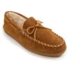 'Minnetonka' Men's Pile Lined Hardsole Moc Slipper - Tan (Ext. Sizes)
