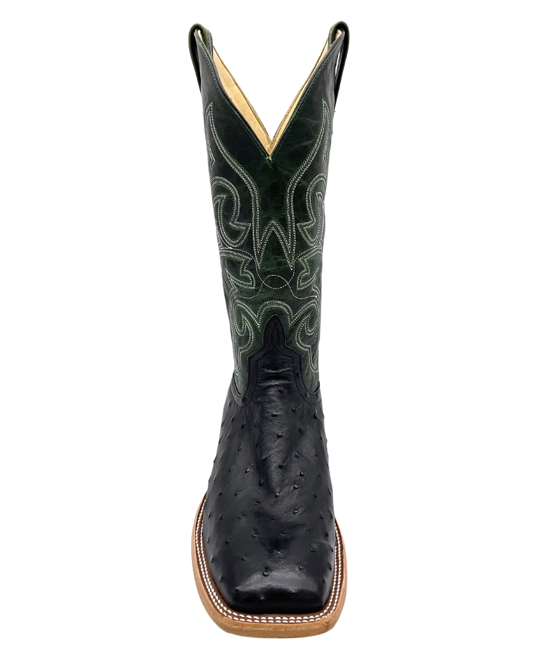 'Anderson Bean' Men's 13" HorsePower Top Hand Full Quill Ostrich - Black / Emerald Explosion 4 'Anderson Bean' Men's 13" HorsePower Top Hand Full Quill Ostrich - Black / Emerald Explosion - Image 4