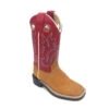 'Old West' Children's Ultra Flex Western Broad Square Toe - Tan / Red