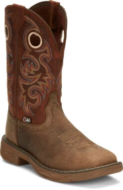 'Justin' Men's 11" Rush Western Square Toe - Peanut Tan / Bronze Orange -Outdoor Clothing Shop JST 001 SE7402 1024x1024@2x