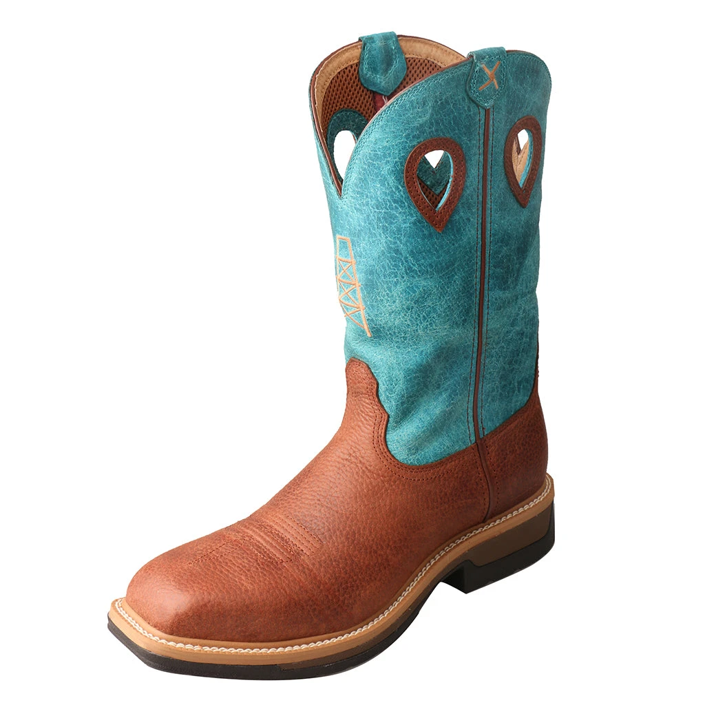 'Twisted X' Men's 12" Lite Cowboy EH Alloy Comp Toe - Brown / Turquoise 1 'Twisted X' Men's 12" Lite Cowboy EH Alloy Comp Toe - Brown / Turquoise