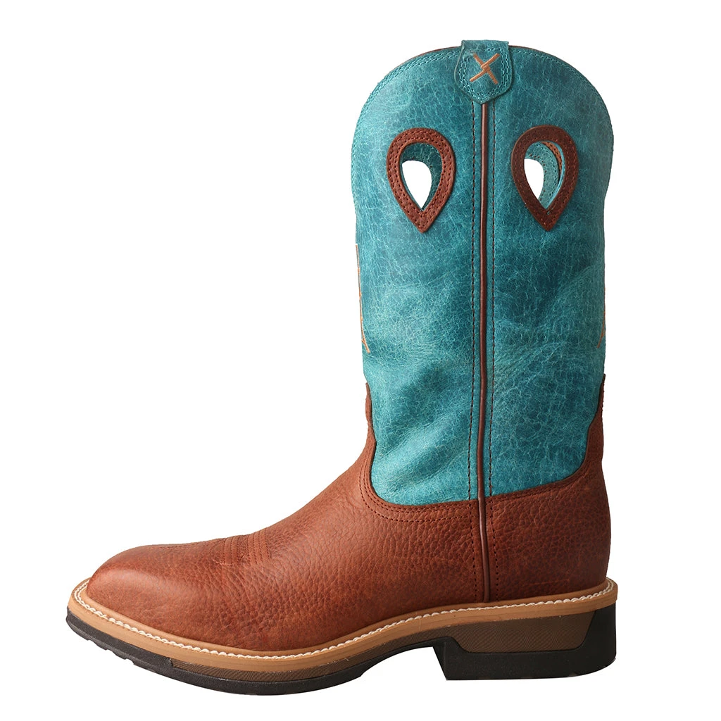 'Twisted X' Men's 12" Lite Cowboy EH Alloy Comp Toe - Brown / Turquoise 5 'Twisted X' Men's 12" Lite Cowboy EH Alloy Comp Toe - Brown / Turquoise - Image 5