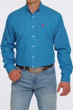 'Cinch' Men's Geo Print Classic Fit Button Down - Blue