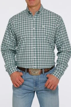 'Cinch' Men's Plaid Classic Fit Button Down - Green