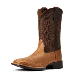 'Ariat' Men's 11" Night Life Ultra Western Square Toe - Ranger Smooth Quill Ostrich / Beam Brown -Outdoor Clothing Shop S22 MNS WEST 10040345 3 4 front 1024x1024@2x