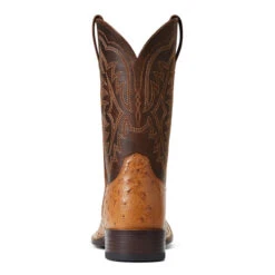 'Ariat' Men's 11" Night Life Ultra Western Square Toe - Ranger Smooth Quill Ostrich / Beam Brown -Outdoor Clothing Shop S22 MNS WEST 10040345 heel 1024x1024@2x