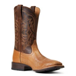 'Ariat' Men's 11" Night Life Ultra Western Square Toe - Ranger Smooth Quill Ostrich / Beam Brown -Outdoor Clothing Shop S22 MNS WEST 10040345 medial 1024x1024@2x