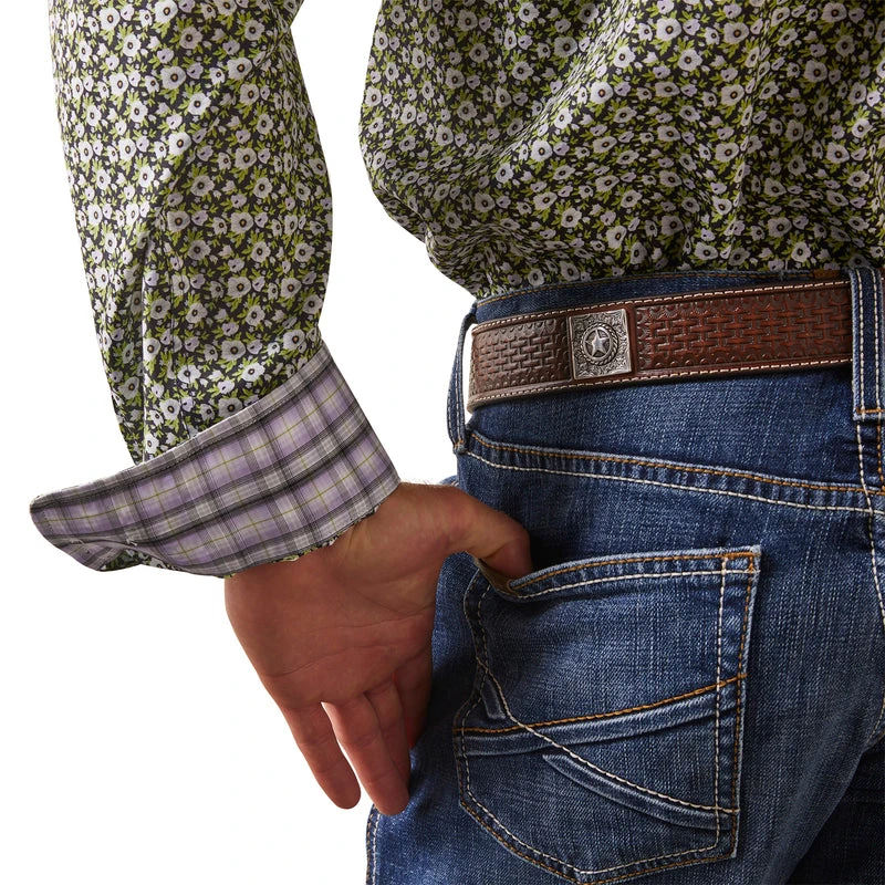 'Ariat' Men's Wrinkle Free Florian Classic Fit Button Down - Black / Green 3 'Ariat' Men's Wrinkle Free Florian Classic Fit Button Down - Black / Green - Image 3