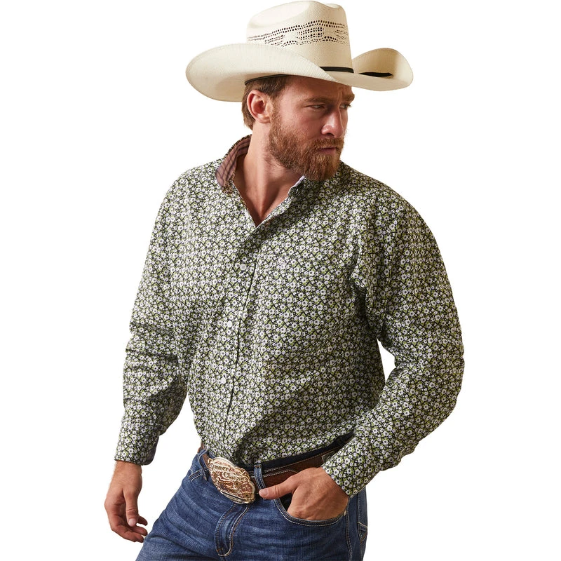 'Ariat' Men's Wrinkle Free Florian Classic Fit Button Down - Black / Green 1 'Ariat' Men's Wrinkle Free Florian Classic Fit Button Down - Black / Green