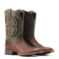 'Ariat' Men's 11" Rowder VentTEK 360° Western Square Toe - Rust / Forest Green -Outdoor Clothing Shop S23 MNS WEST 10044478 pair 1024x1024@2x