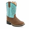 'Old West' Toddler Broad Square Toe - Brown / Turquoise