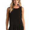 'Panhandle Slim' Women's Ruffle Tank - Black