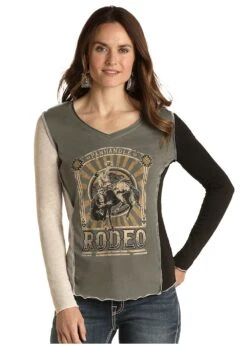 'Panhandle Slim' Women's Princess Seam Rodeo Tee - Olive