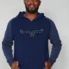 'Kimes Ranch' Men's Burn Off Fleece Hood - Navy