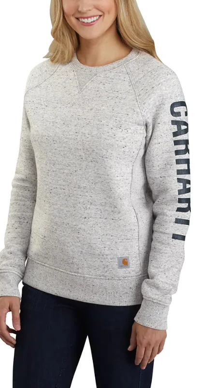 'Carhartt' Women's Midweight Logo Sleeve Crewneck Sweatshirt - Asphalt Heather 2 'Carhartt' Women's Midweight Logo Sleeve Crewneck Sweatshirt - Asphalt Heather - Image 2
