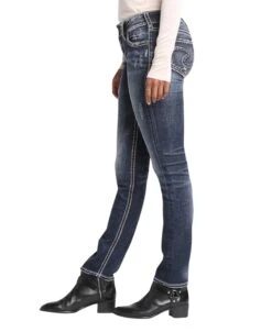 'Silver Jeans' Women's Suki Mid Rise Straight Leg - Distressed Dark Indigo -Outdoor Clothing Shop l93413sdi349 2 1024x1024@2x