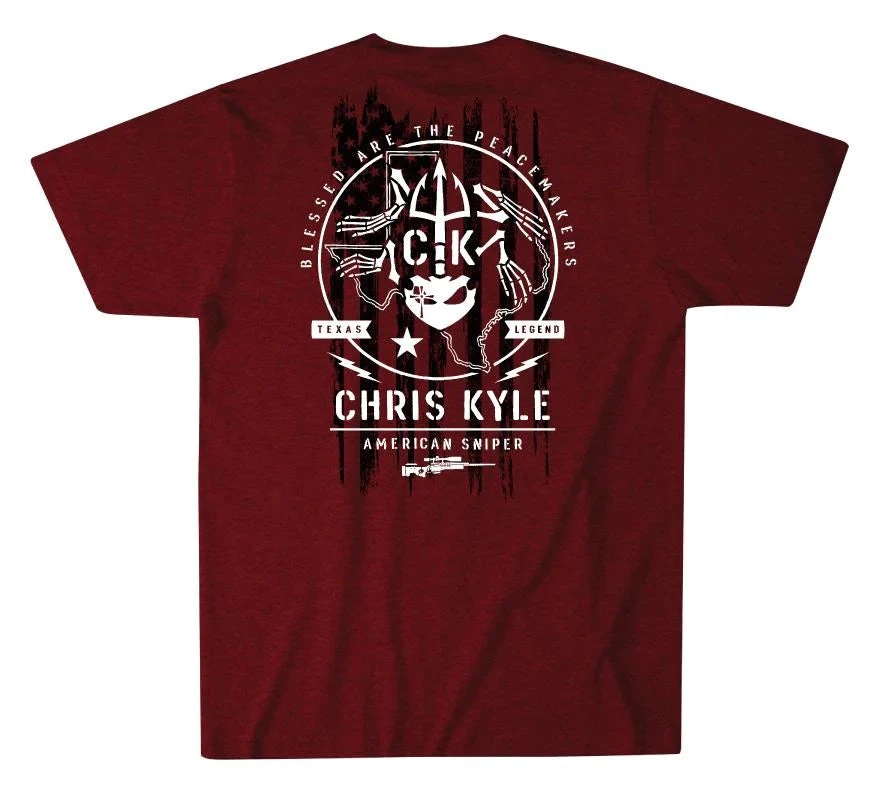 'Howitzer' Men's Chris Kyle Frog Seal Short Sleeve Tee - Red Heather 2 'Howitzer' Men's Chris Kyle Frog Seal Short Sleeve Tee - Red Heather - Image 2
